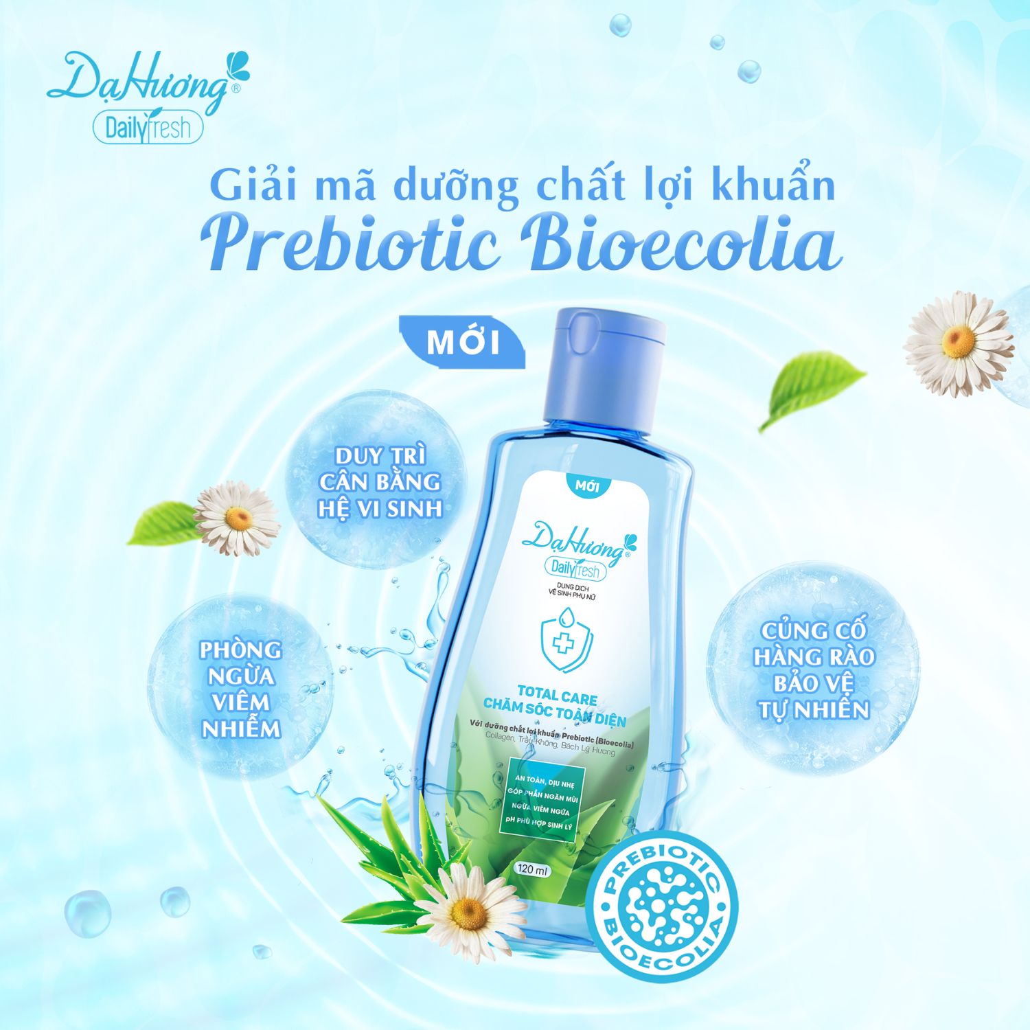 Công dụng lợi khuẩn Prebiotic trong dung dịch vệ sinh Dạ Hương Daily Fresh Total Care