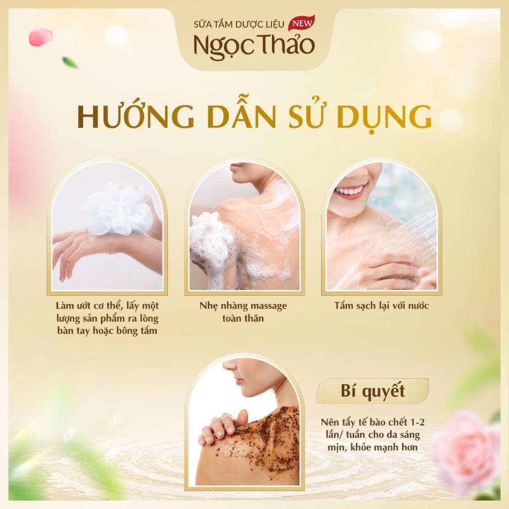Hướng dẫn sử dụng sữa tắm Ngọc Thảo trắng hồng