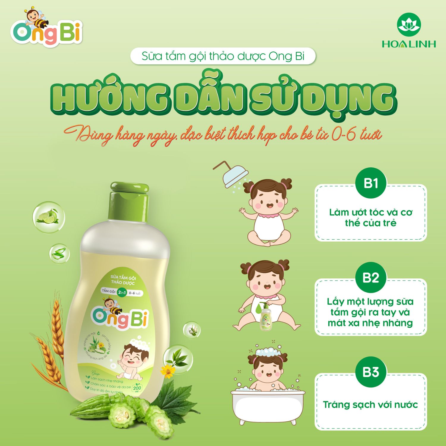 Hướng dẫn sử dụng sữa tắm ongbi