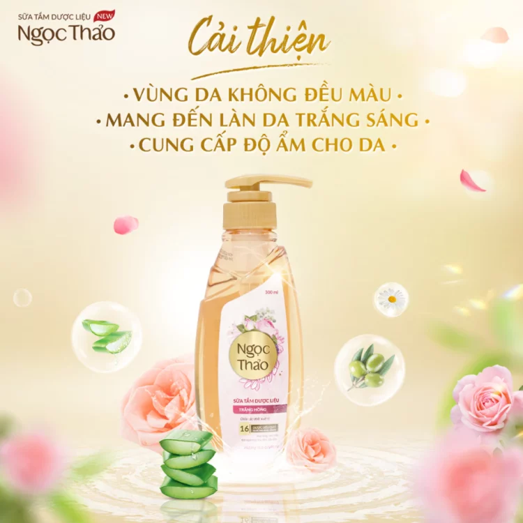 Sữa tắm Dược liệu Ngọc Thảo Trắng hồng Sữa tắm Dược liệu Ngọc Thảo Trắng hồng