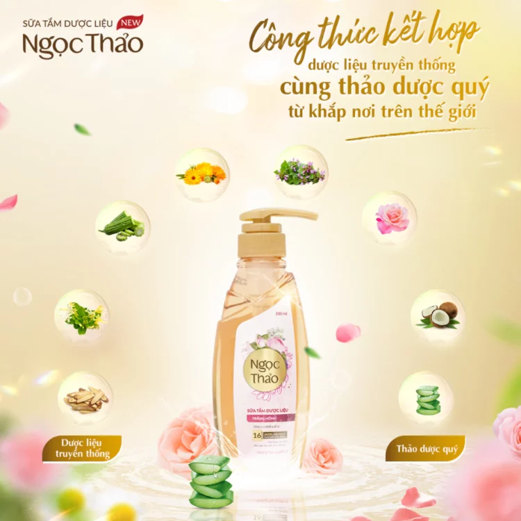 Sữa tắm Dược liệu Ngọc Thảo Trắng hồng Sữa tắm Dược liệu Ngọc Thảo Trắng hồng