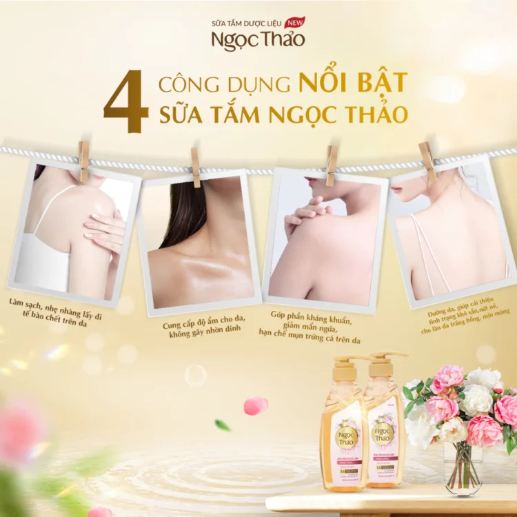 Sữa tắm Dược liệu Ngọc Thảo Trắng hồng Sữa tắm Dược liệu Ngọc Thảo Trắng hồng