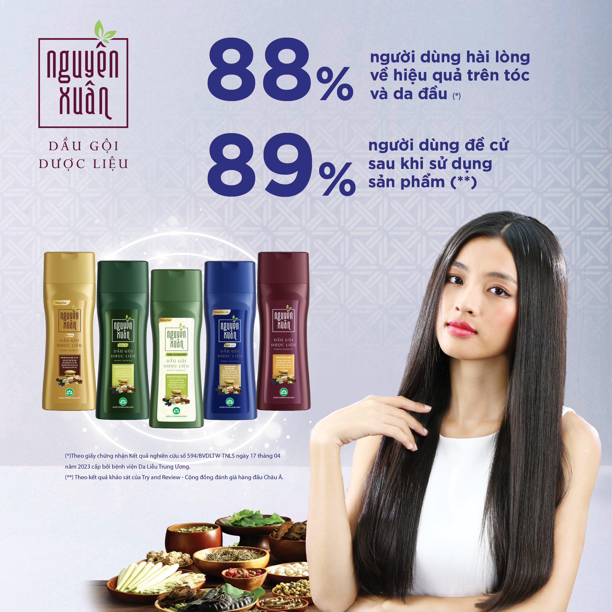 Chứng nhận dầu gội Nguyên Xuân sạch gàu