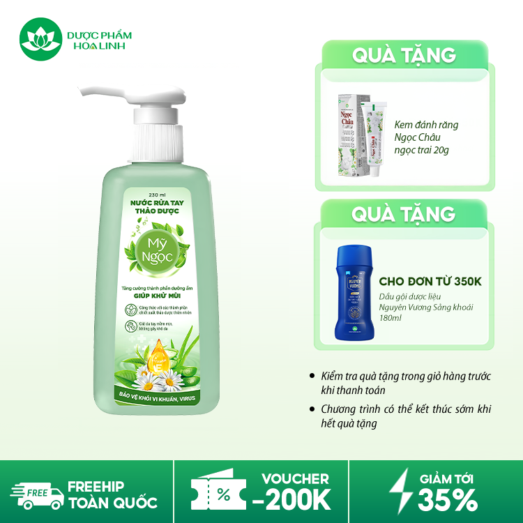 Nước rửa tay thảo dược Mỹ Ngọc 230ml