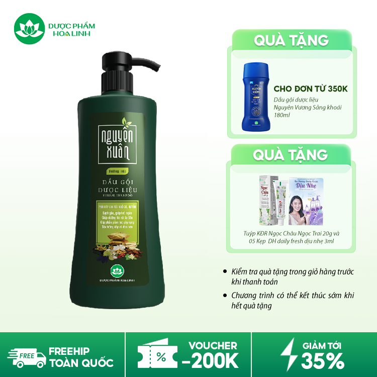 Dầu gội dược liệu Nguyên Xuân xanh dưỡng tóc