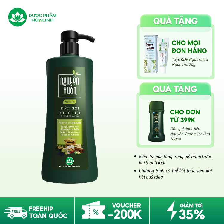 Dầu gội dược liệu Nguyên Xuân xanh dưỡng tóc