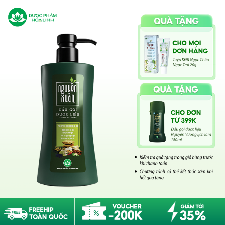 Dầu gội dược liệu Nguyên Xuân xanh dưỡng tóc