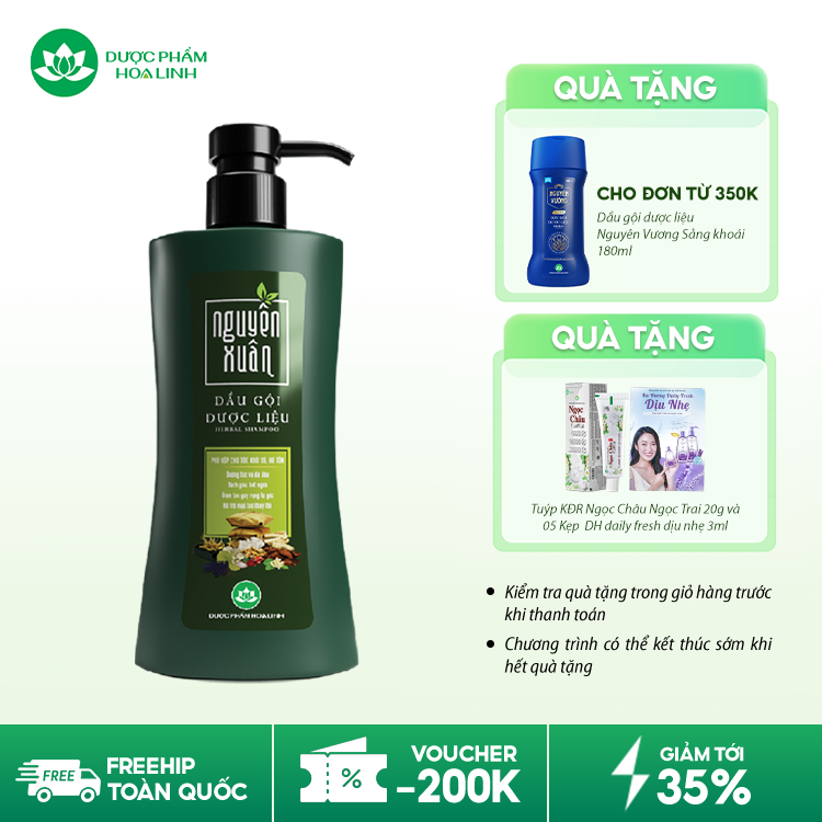 Dầu gội dược liệu Nguyên Xuân xanh dưỡng tóc
