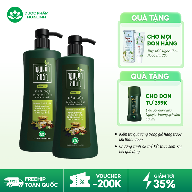 Dầu gội dược liệu Nguyên Xuân xanh dưỡng tóc