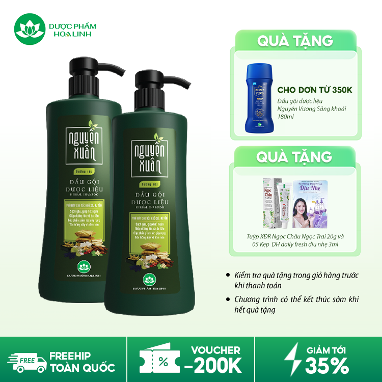 Dầu gội dược liệu Nguyên Xuân xanh dưỡng tóc