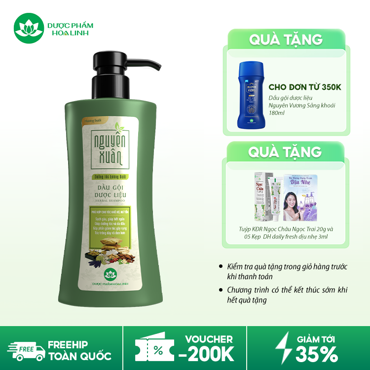 Dầu gội dược liệu Nguyên Xuân Dưỡng tóc Hương bưởi