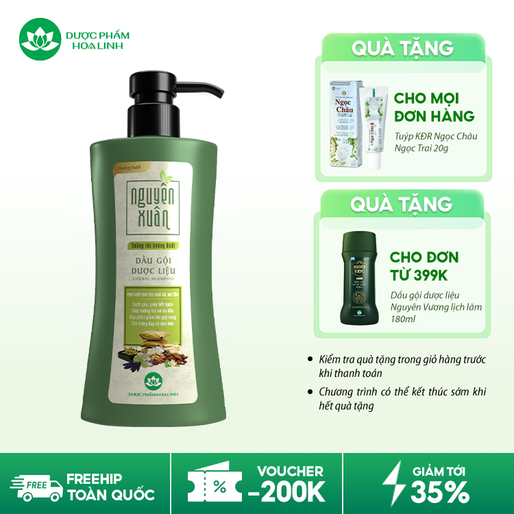 Dầu gội dược liệu Nguyên Xuân Dưỡng tóc Hương bưởi