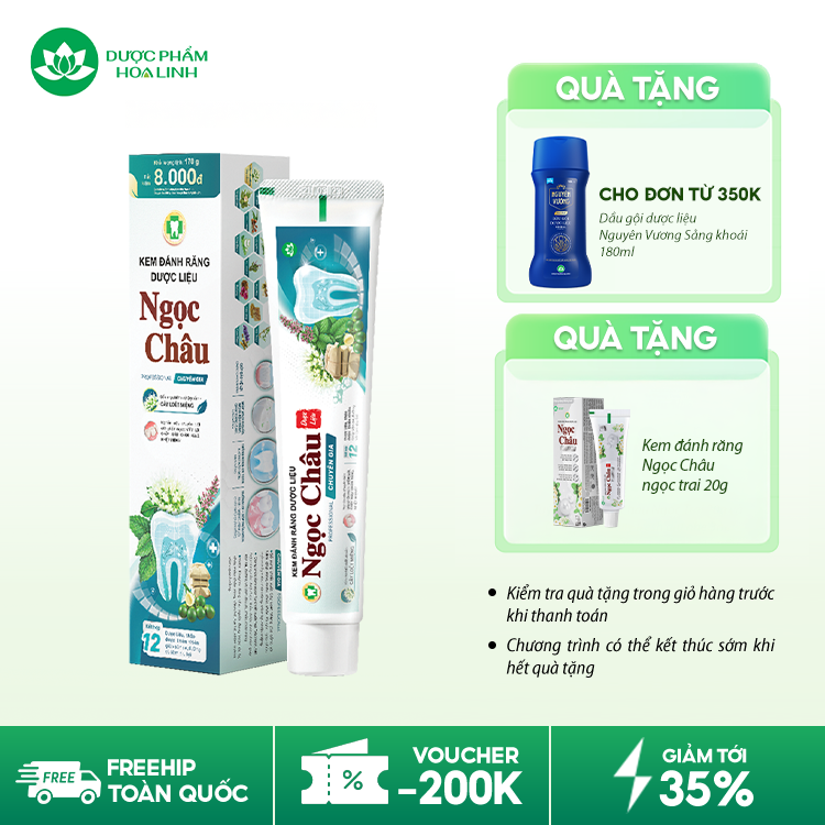 Kem đánh răng dược liệu Ngọc Châu Chuyên Gia Kem đánh răng dược liệu Ngọc Châu Chuyên Gia