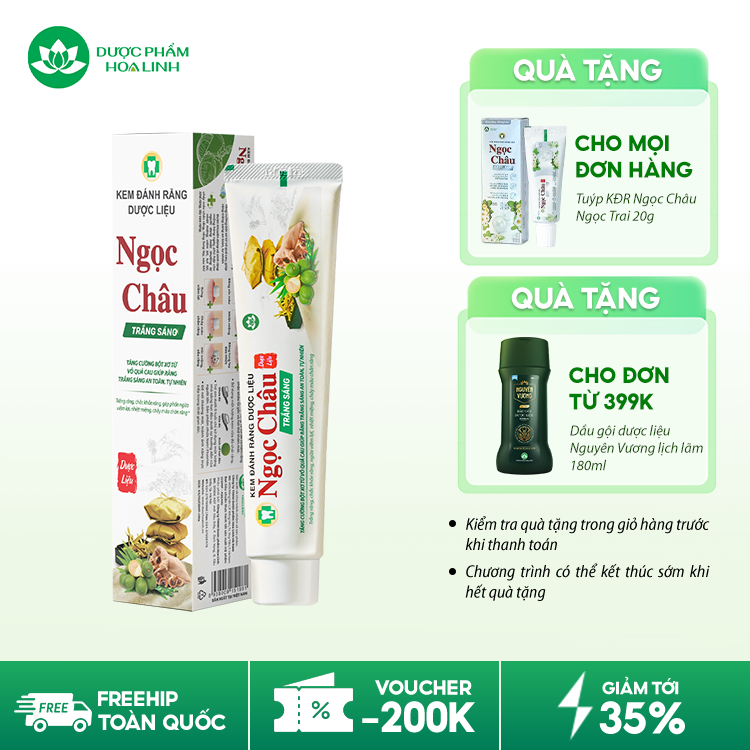 Kem Đánh Răng Dược Liệu Ngọc Châu Trắng Sáng