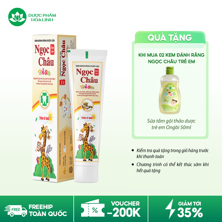 Kem đánh răng dược liệu Ngọc Châu trẻ em trên 6 tuổi