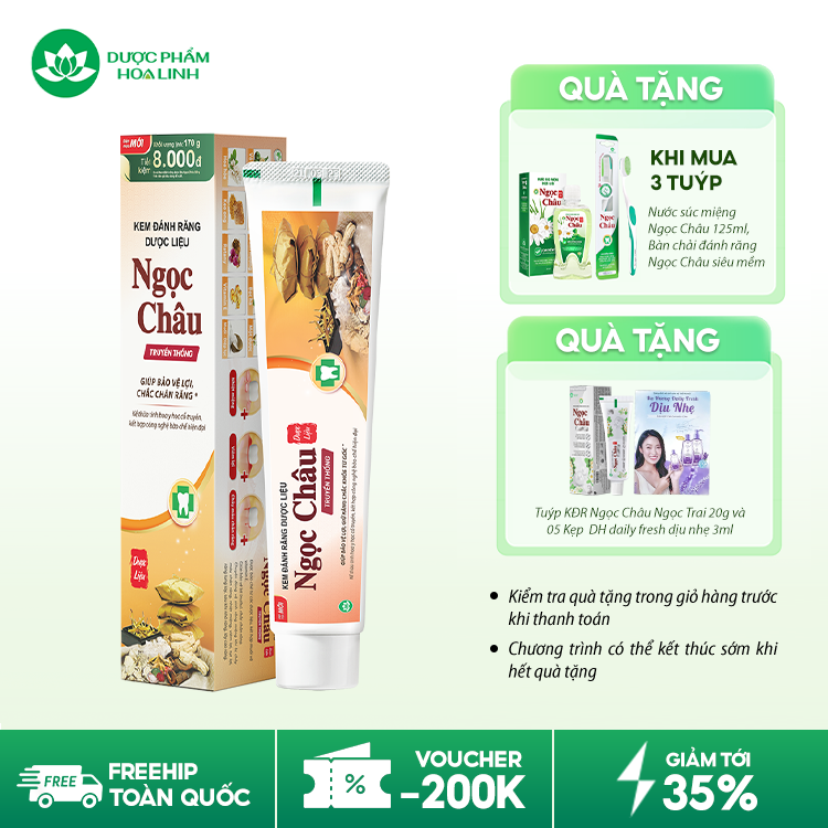 Kem đánh răng dược liệu Ngọc Châu truyền thống Kem đánh răng dược liệu Ngọc Châu truyền thống