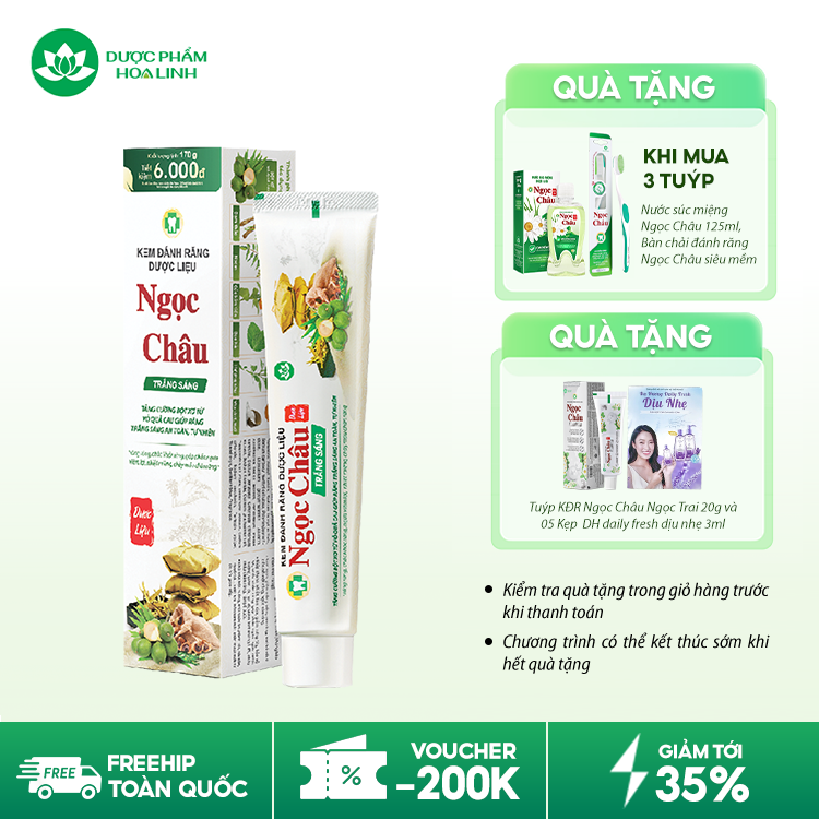 Kem Đánh Răng Dược Liệu Ngọc Châu Trắng Sáng