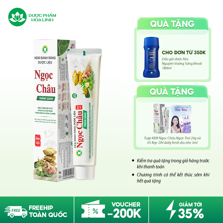 Kem Đánh Răng Dược Liệu Ngọc Châu Trắng Sáng
