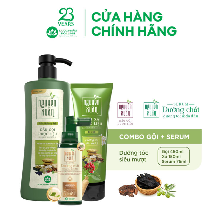 Combo dầu gội dưỡng tóc hương bưởi & serum/xả Nguyên Xuân