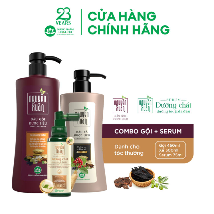 Combo dầu gội nâu & serum/xả Nguyên Xuân