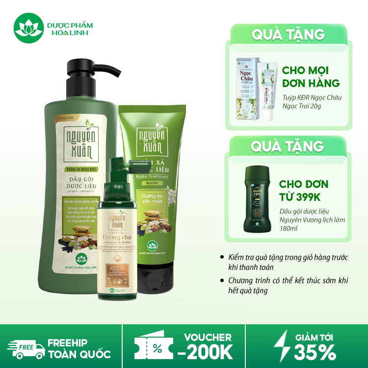 Combo dầu gội dưỡng tóc hương bưởi & serum/xả Nguyên Xuân