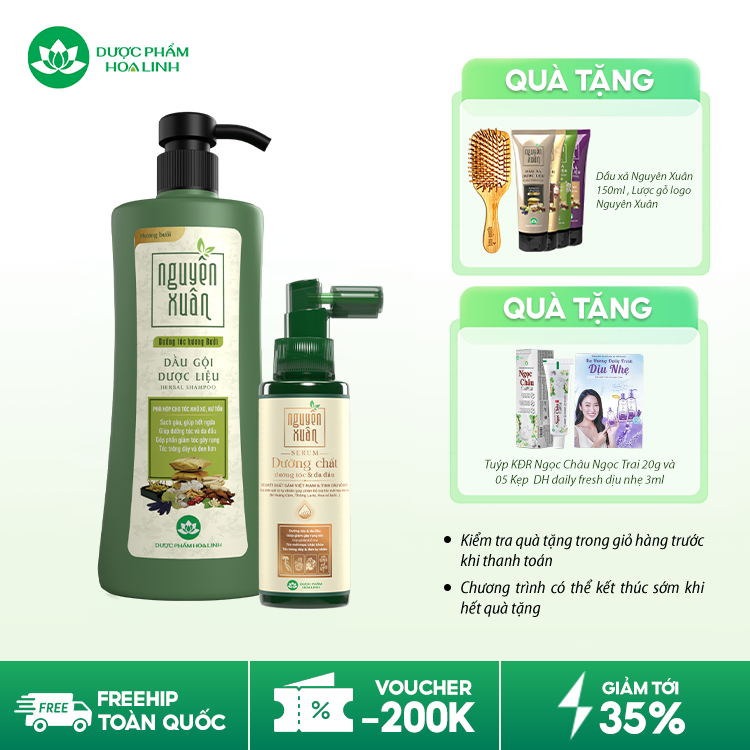 Combo dầu gội dưỡng tóc hương bưởi & serum/xả Nguyên Xuân Combo dầu gội dưỡng tóc hương bưởi & serum/xả Nguyên Xuân