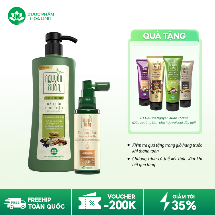 Combo dầu gội dưỡng tóc hương bưởi & serum/xả Nguyên Xuân