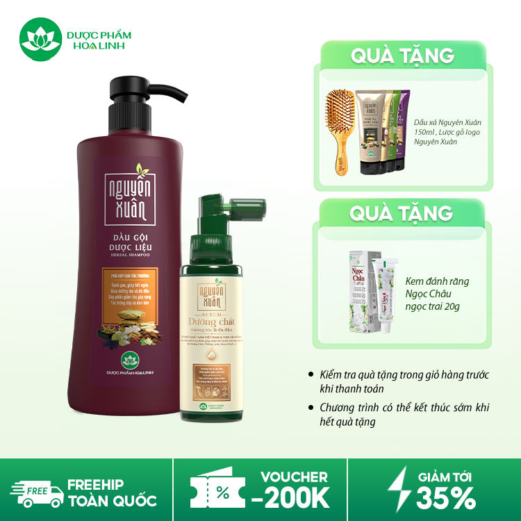 Combo dầu gội nâu & serum/xả Nguyên Xuân