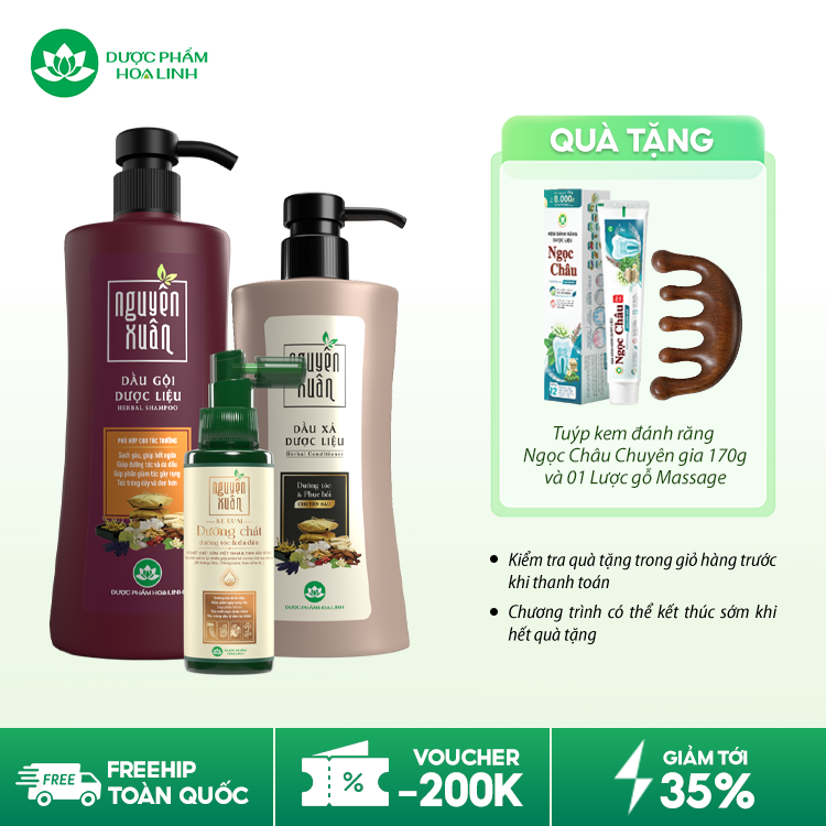 Combo dầu gội nâu & serum/xả Nguyên Xuân
