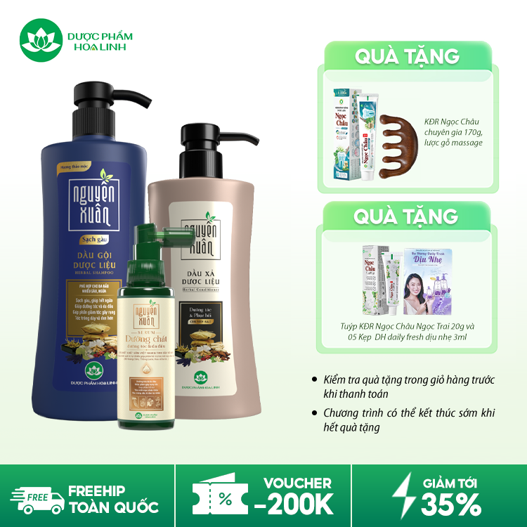 Combo dầu gội sạch gàu & serum/xả Nguyên Xuân