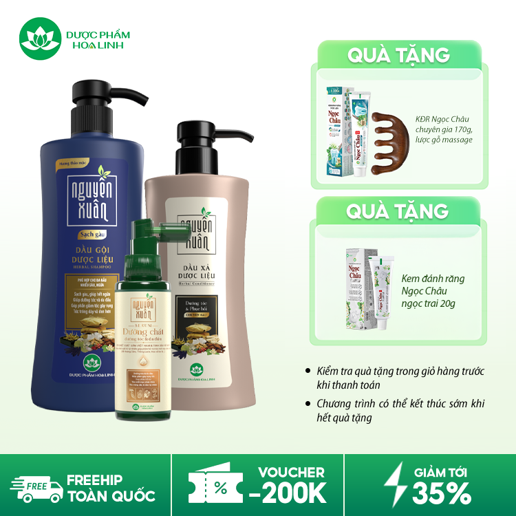 Combo dầu gội sạch gàu & serum/xả Nguyên Xuân