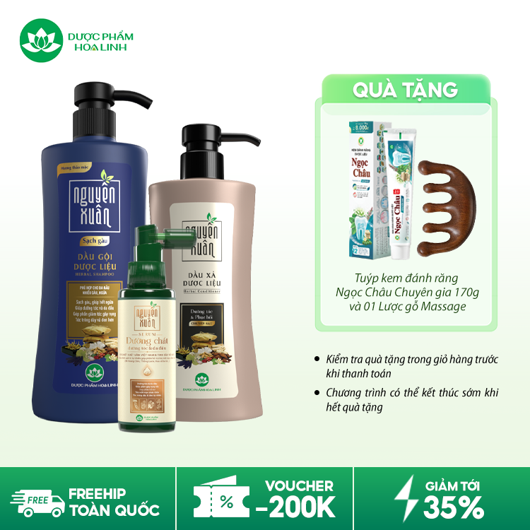Combo dầu gội sạch gàu & serum/xả Nguyên Xuân