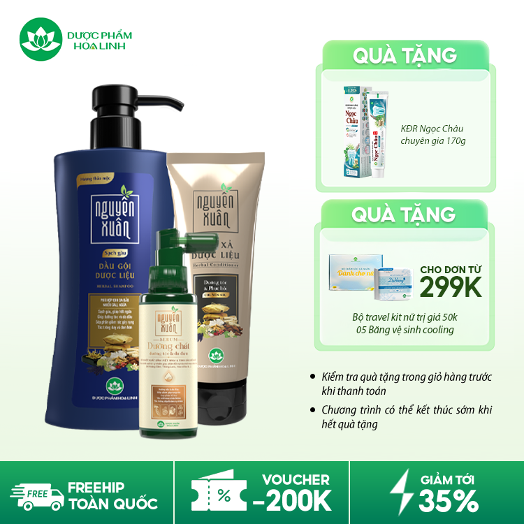 Combo dầu gội sạch gàu & serum/xả Nguyên Xuân