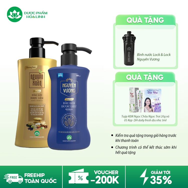 Combo Dầu gội cho tóc dầu bết – Nguyên Xuân bồng bềnh 400g & Nguyên Vương Sảng khoái 400g