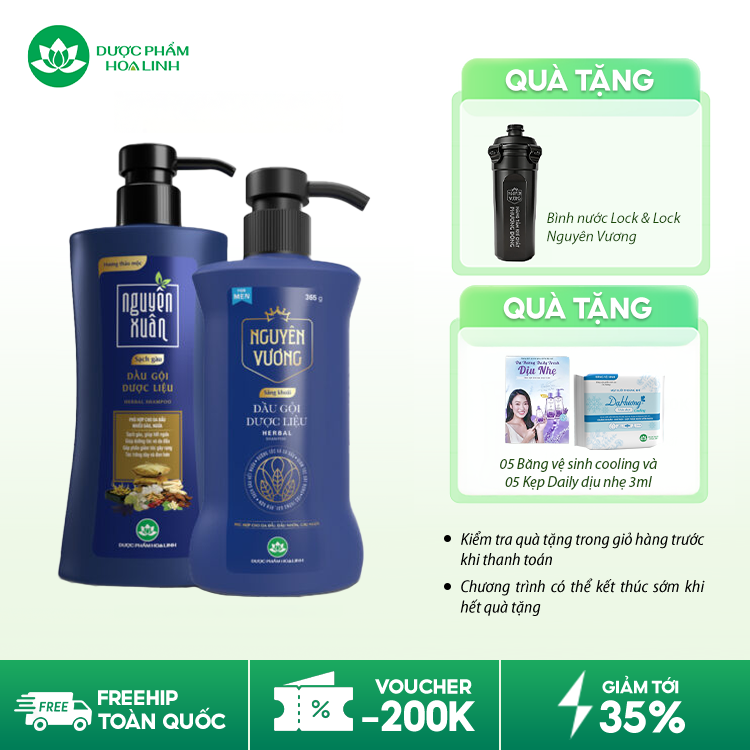 Combo Dầu gội cho tóc gàu ngứa – Nguyên Xuân Sạch gàu 400g & Nguyên Vương Sảng khoái 400g