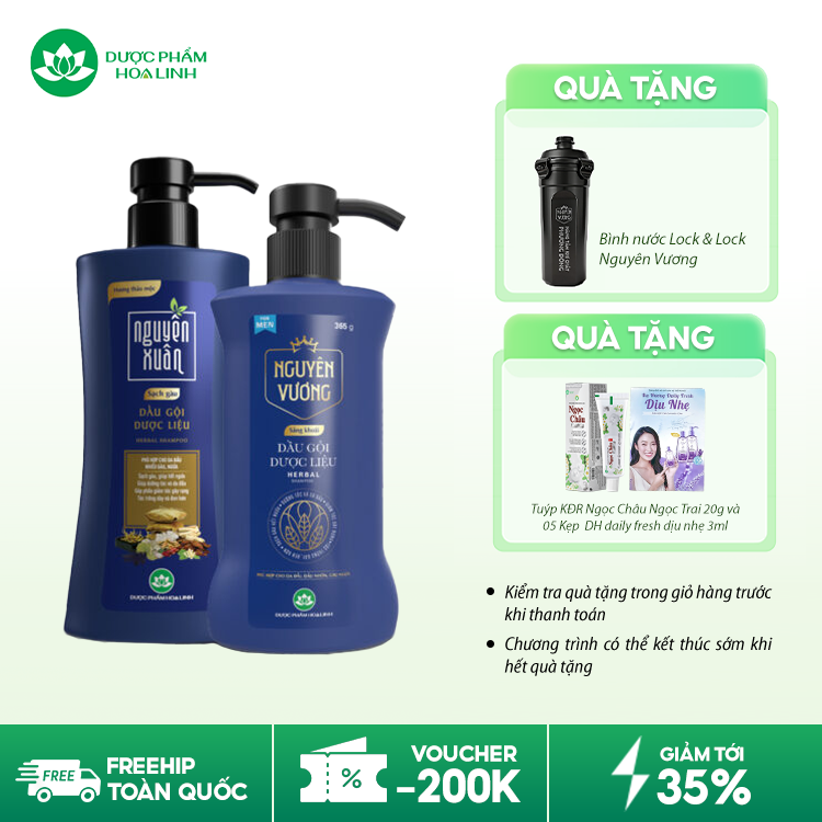Combo cho tóc gàu ngứa – Nguyên Xuân sạch gàu & Nguyên Vương sảng khoái 400g