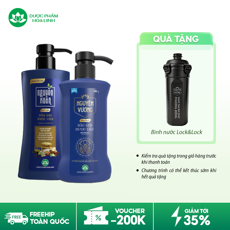 Combo cho tóc dầu bết – Nguyên Xuân plus óng ả & Nguyên Vương Lịch lãm 400g