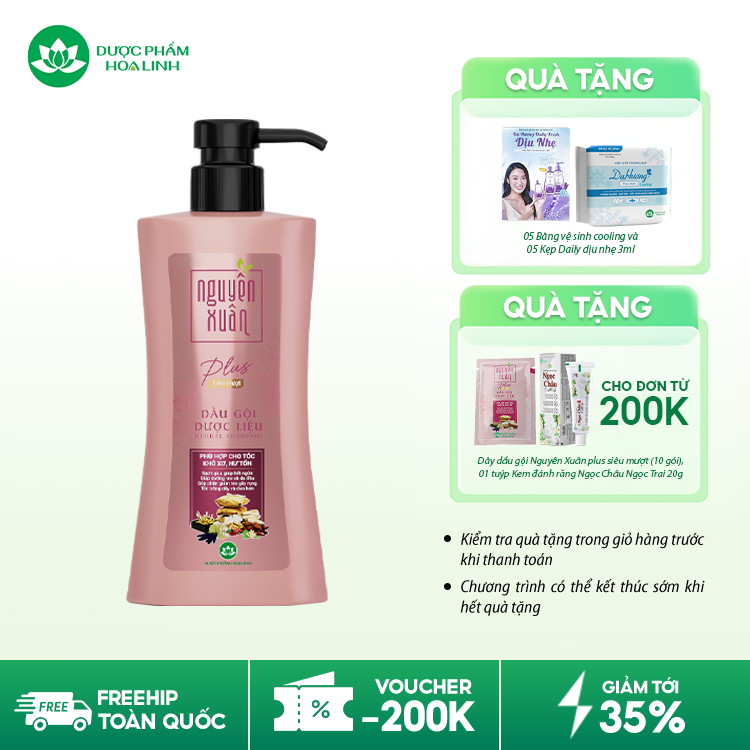 Dầu gội dược liệu Nguyên Xuân Plus siêu mượt Dầu gội dược liệu Nguyên Xuân Plus siêu mượt