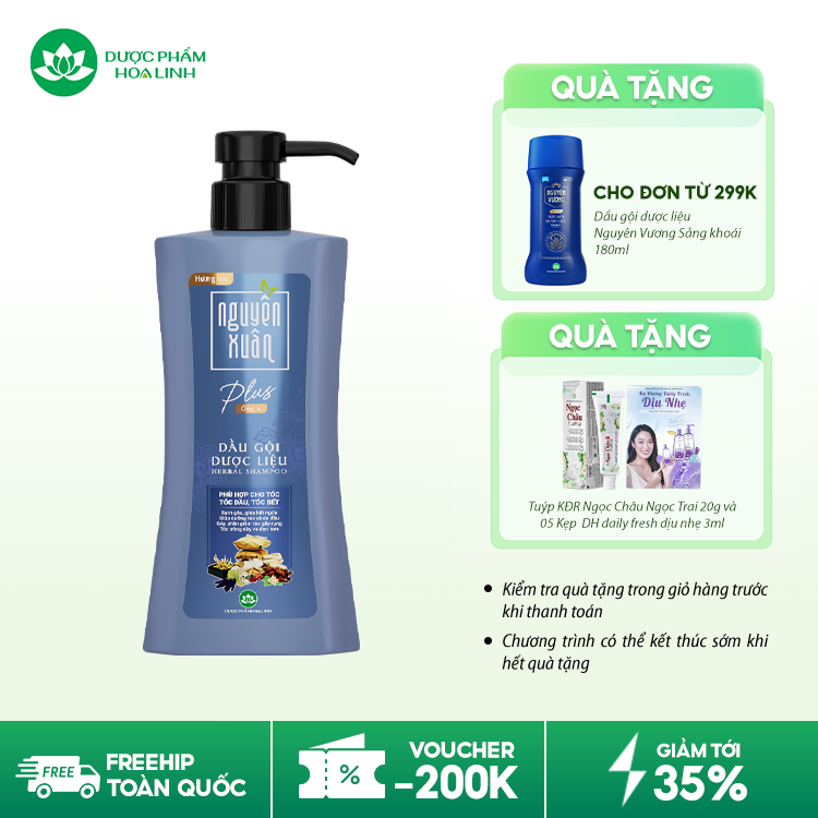 Dầu gội dược liệu Nguyên Xuân Plus Óng ả