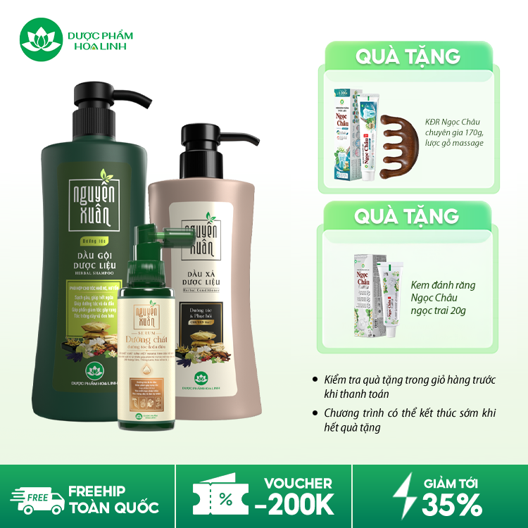 Combo dầu gội dưỡng tóc & serum/xả Nguyên Xuân Combo dầu gội dưỡng tóc & serum/xả Nguyên Xuân