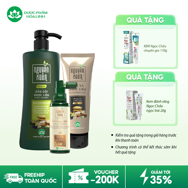 Combo dầu gội dưỡng tóc & serum/xả Nguyên Xuân Combo dầu gội dưỡng tóc & serum/xả Nguyên Xuân