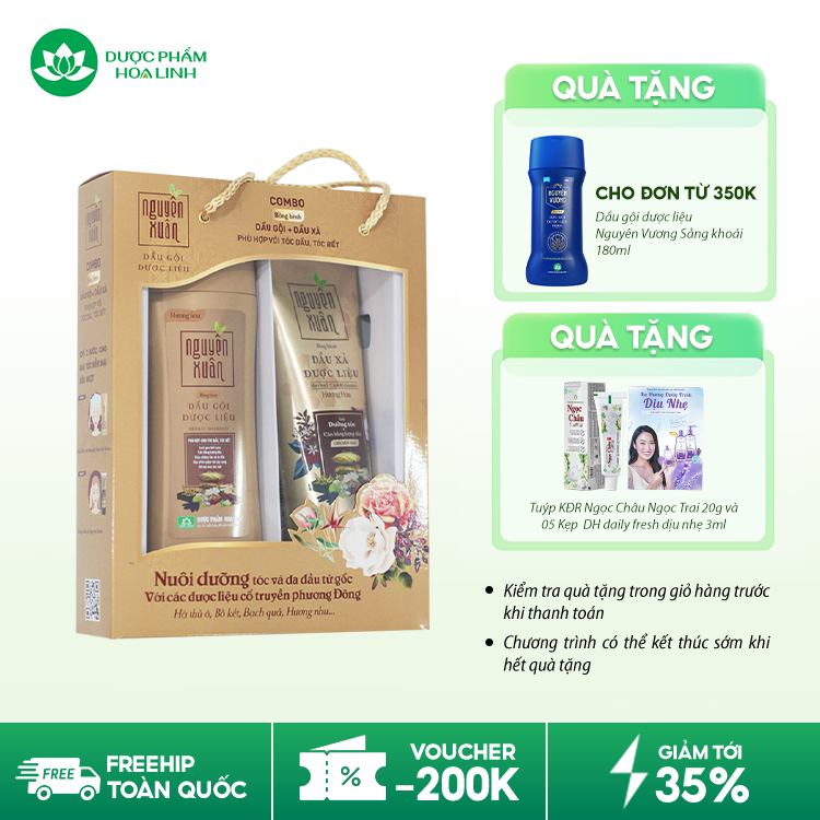 Combo sản phẩm Dầu gội 260g và Dầu xả 160g Nguyên Xuân Bồng bềnh