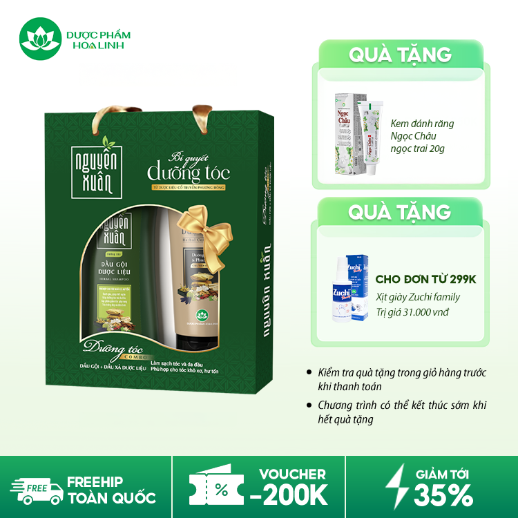Combo Dầu gội Nguyên Xuân dưỡng tóc 260g+ xả 160g