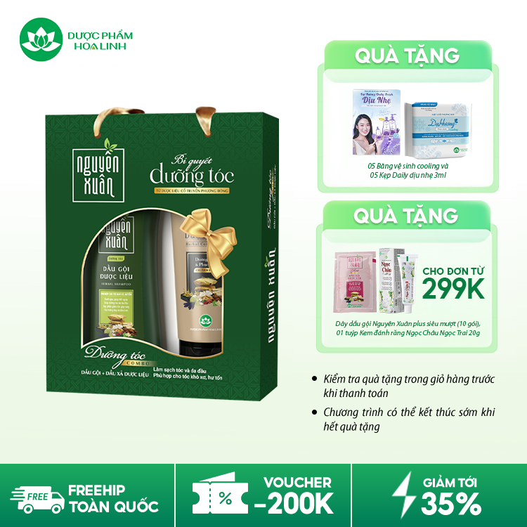 Combo Dầu gội Nguyên Xuân dưỡng tóc 260g+ xả 160g