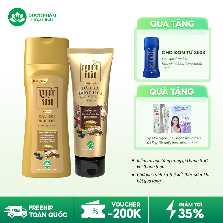 Combo sản phẩm Dầu gội 260g và Dầu xả 160g Nguyên Xuân Bồng bềnh