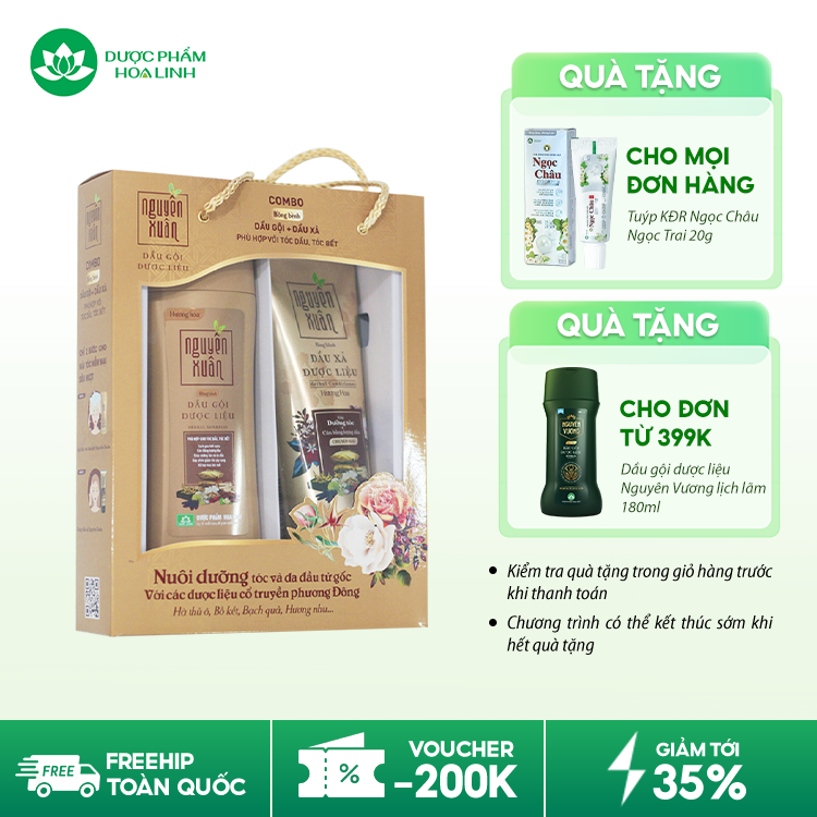 Combo sản phẩm Dầu gội 260g và Dầu xả 160g Nguyên Xuân Bồng bềnh