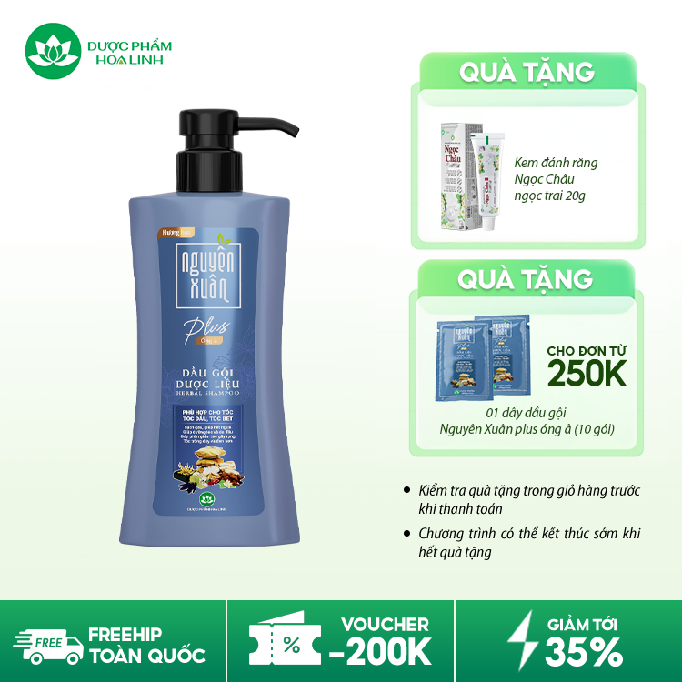 Dầu gội dược liệu Nguyên Xuân Plus Óng ả