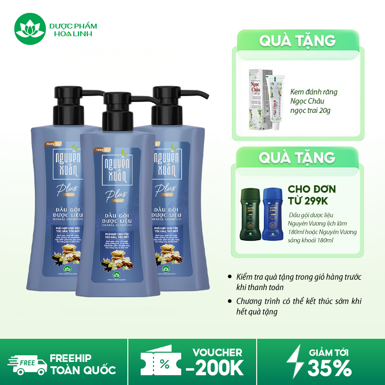 Dầu gội dược liệu Nguyên Xuân Plus Óng ả Dầu gội dược liệu Nguyên Xuân Plus Óng ả