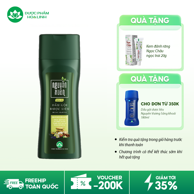 Dầu gội dược liệu Nguyên Xuân xanh dưỡng tóc Dầu gội dược liệu Nguyên Xuân xanh dưỡng tóc