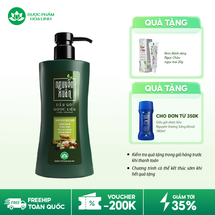 Dầu gội dược liệu Nguyên Xuân xanh dưỡng tóc Dầu gội dược liệu Nguyên Xuân xanh dưỡng tóc
